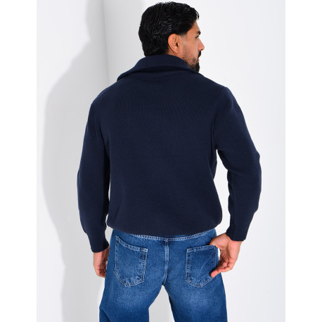 Pull côtelé à col zippé