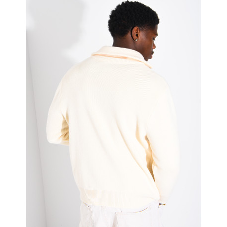 Pull côtelé à col zippé