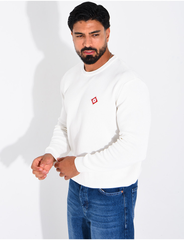 Pull nid d'abeille à trèfle