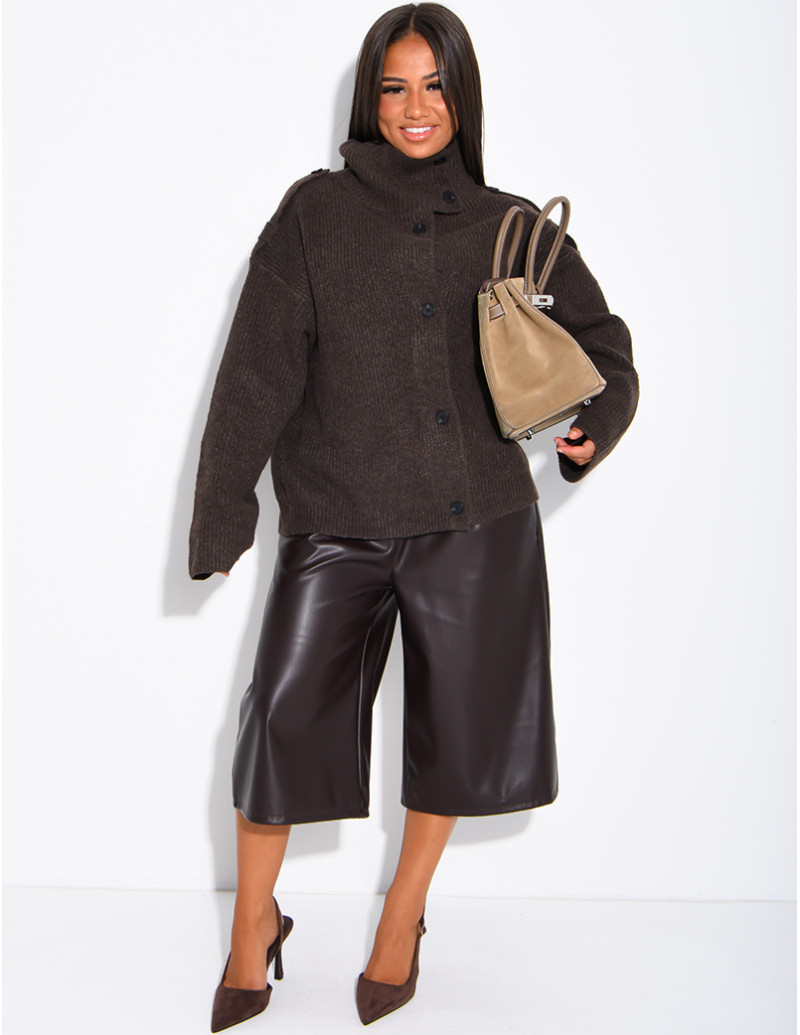 Button-front knit cardigan...