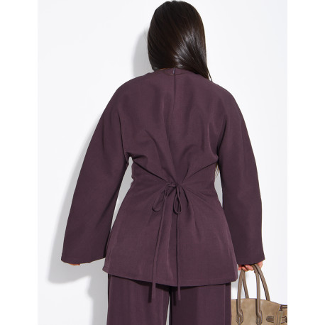 Long-sleeved top with a tie at the back