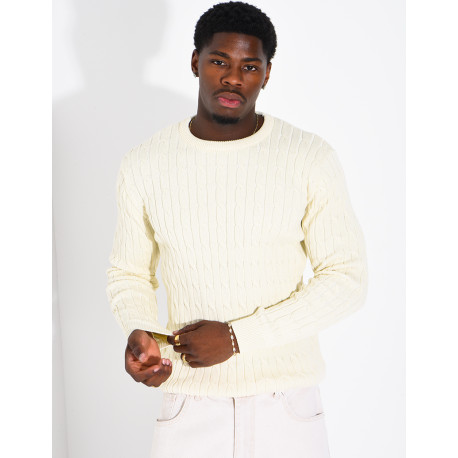 Pull en laine torsadée