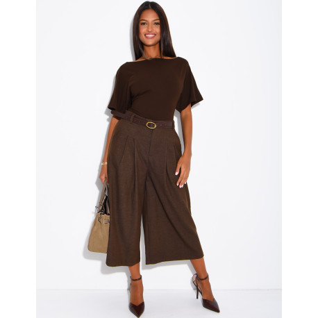 Round-neck bodysuit with wide sleeves