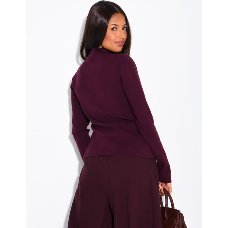 Knitted jumper with gathered button placket