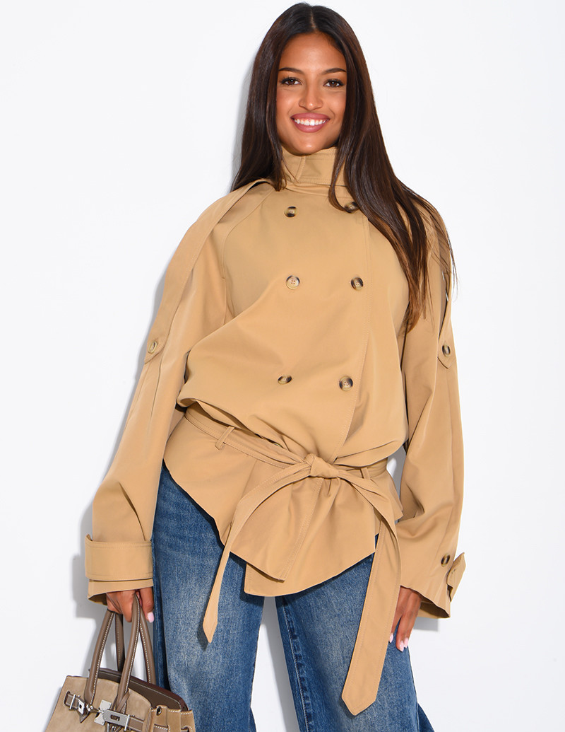 Halblanger Trenchcoat mit...