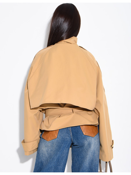 Halblanger Trenchcoat mit Gürtel an der Taille