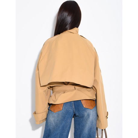 Halblanger Trenchcoat mit Gürtel an der Taille
