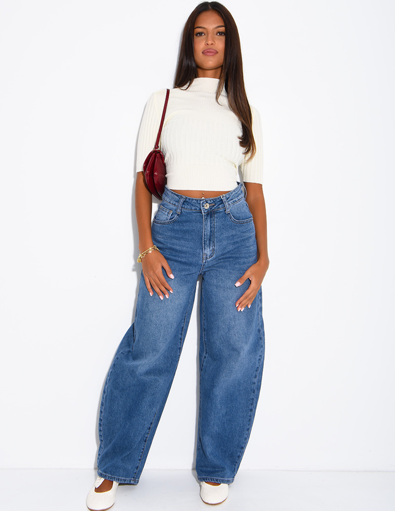 Jeans barrel taille haute...