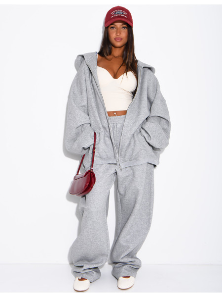 Oversize-Sweatshirt mit Kapuze und Reißverschluss
