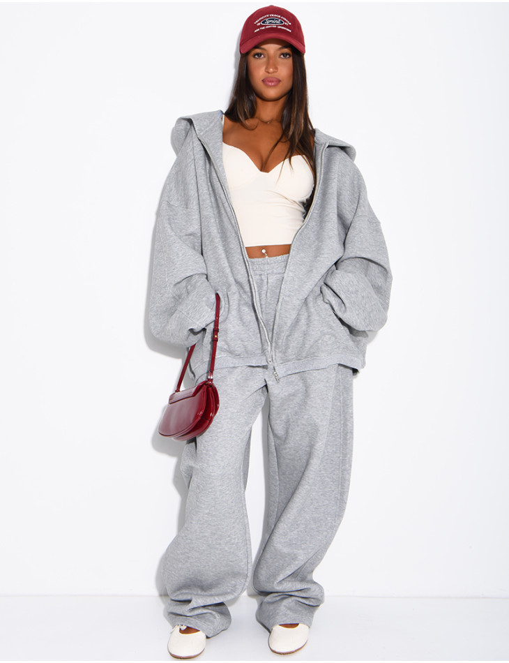 Oversize-Sweatshirt mit Kapuze und Reißverschluss