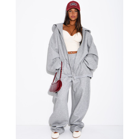 Oversize-Sweatshirt mit Kapuze und Reißverschluss