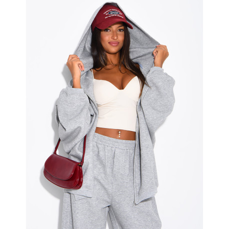 Oversize-Sweatshirt mit Kapuze und Reißverschluss