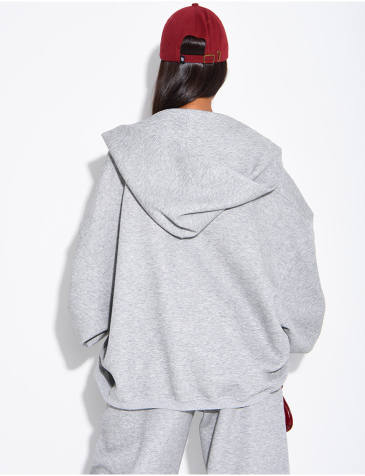 Oversize-Sweatshirt mit Kapuze und Reißverschluss