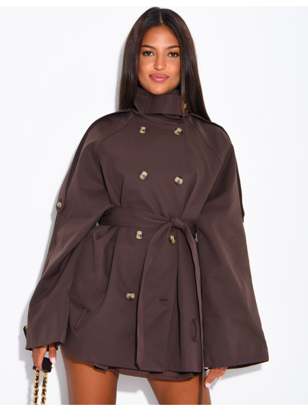 Halblanger Trenchcoat mit Gürtel an der Taille