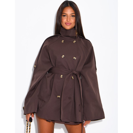 Halblanger Trenchcoat mit Gürtel an der Taille