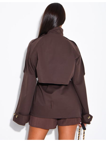 Halblanger Trenchcoat mit Gürtel an der Taille