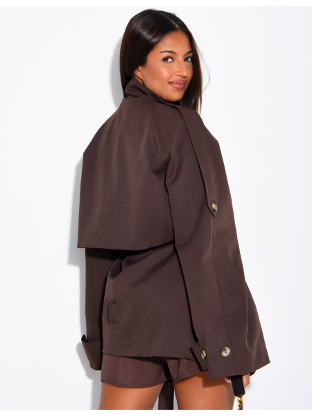 Halblanger Trenchcoat mit Gürtel an der Taille