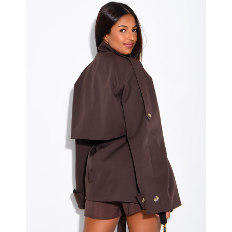 Halblanger Trenchcoat mit Gürtel an der Taille