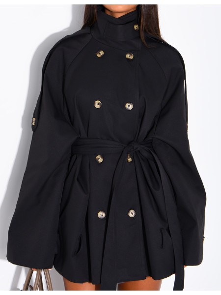 Halblanger Trenchcoat mit Gürtel an der Taille