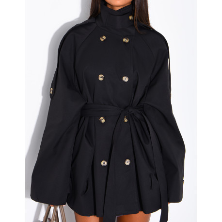 Halblanger Trenchcoat mit Gürtel an der Taille