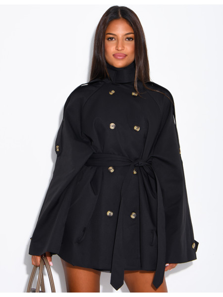 Halblanger Trenchcoat mit Gürtel an der Taille