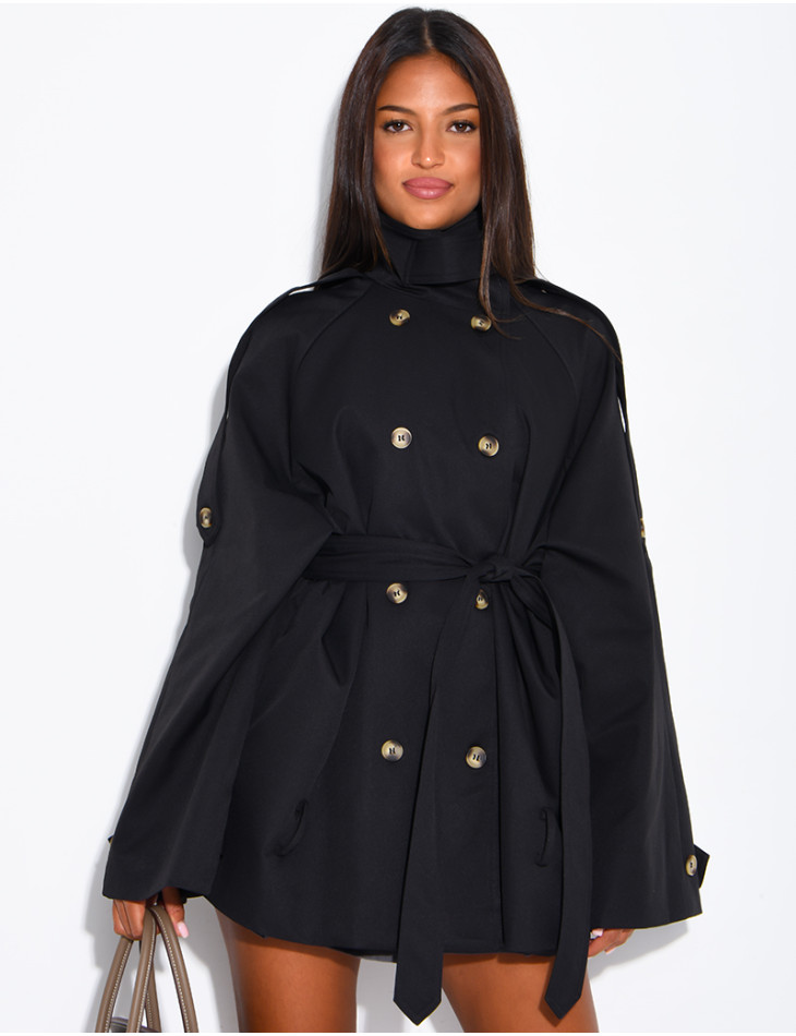 Halblanger Trenchcoat mit Gürtel an der Taille
