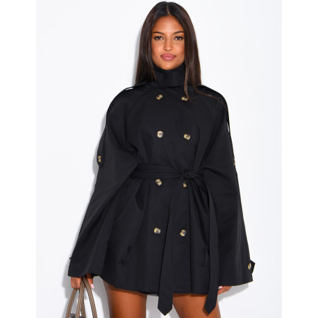 Halblanger Trenchcoat mit Gürtel an der Taille