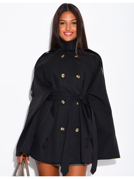 Halblanger Trenchcoat mit Gürtel an der Taille