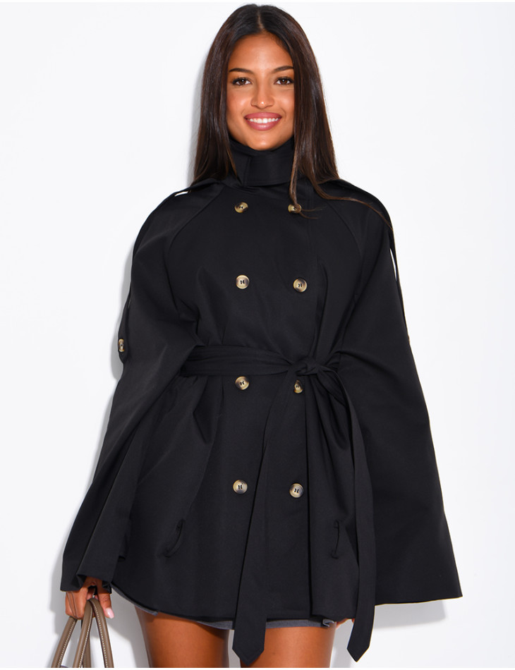 Halblanger Trenchcoat mit Gürtel an der Taille