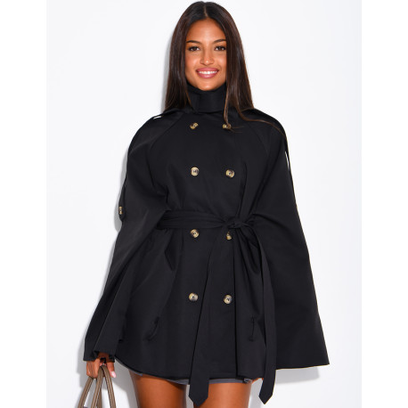 Halblanger Trenchcoat mit Gürtel an der Taille