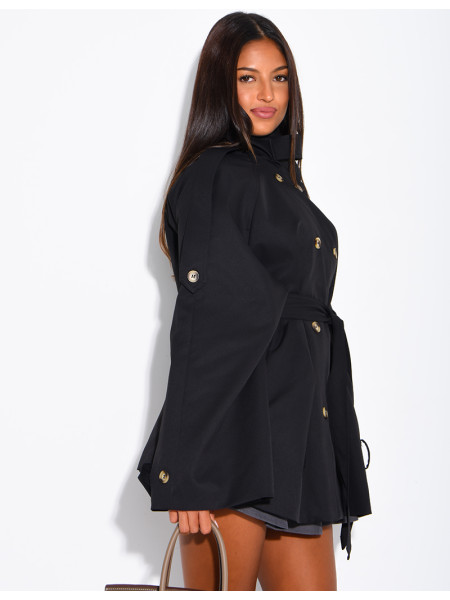 Halblanger Trenchcoat mit Gürtel an der Taille
