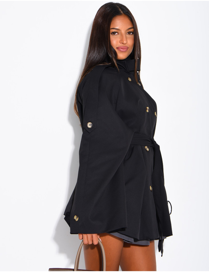 Halblanger Trenchcoat mit Gürtel an der Taille