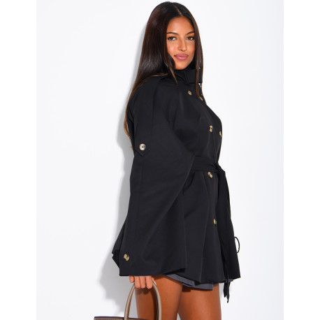 Halblanger Trenchcoat mit Gürtel an der Taille