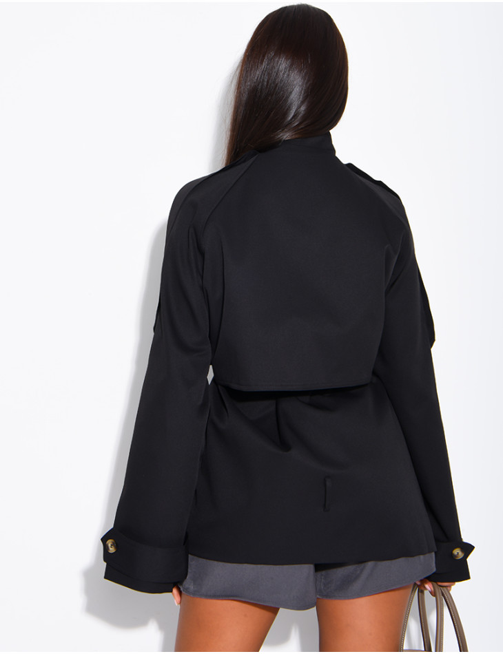Halblanger Trenchcoat mit Gürtel an der Taille