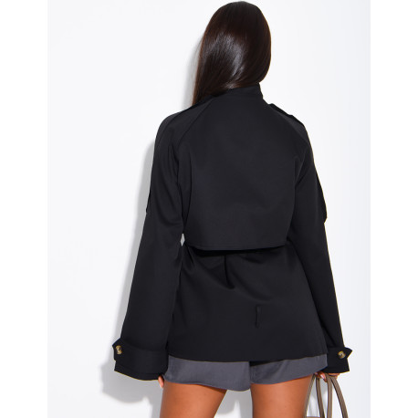 Halblanger Trenchcoat mit Gürtel an der Taille