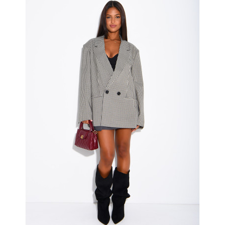 Oversize-Blazer mit Vichy-Muster