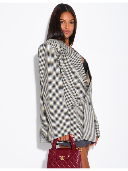 Oversize-Blazer mit Vichy-Muster