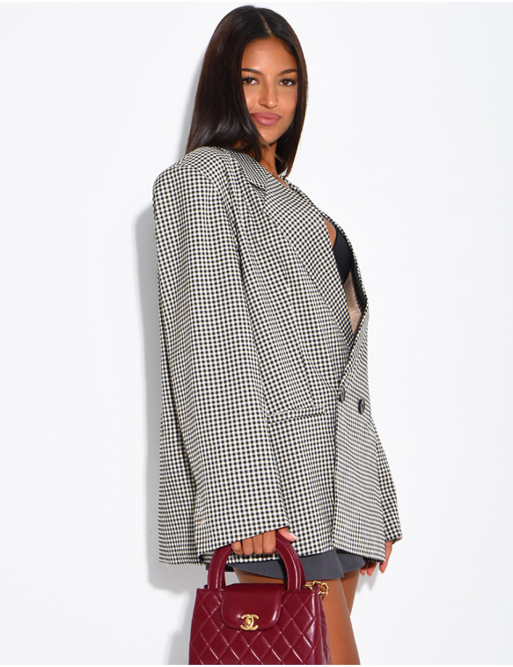Oversize-Blazer mit Vichy-Muster