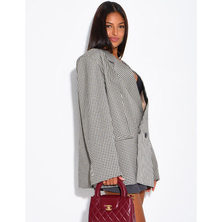 Oversize-Blazer mit Vichy-Muster