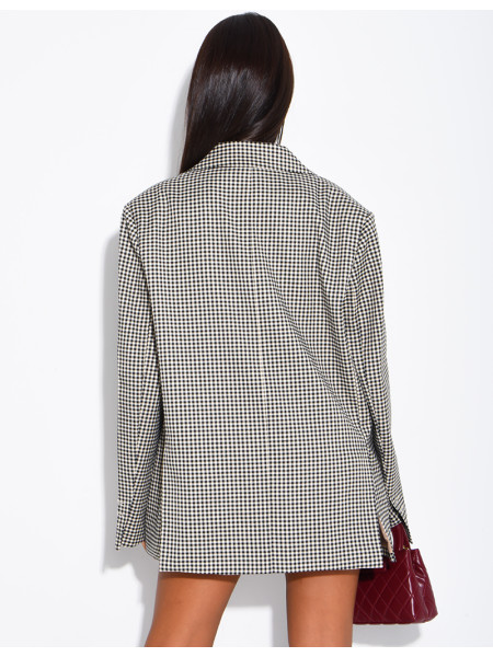 Oversize-Blazer mit Vichy-Muster