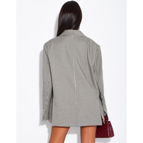 Oversize-Blazer mit Vichy-Muster