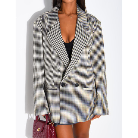 Oversize-Blazer mit Vichy-Muster