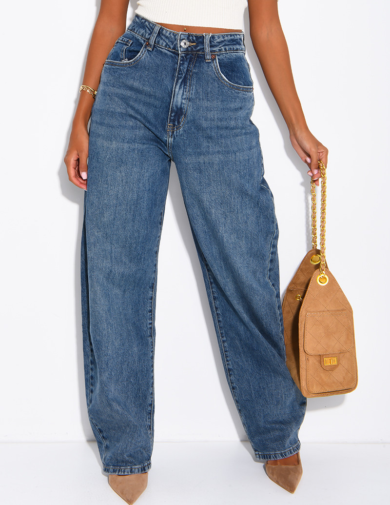 High-waisted, faded...
