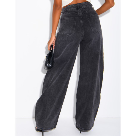 Hoch taillierte Jeans im Barrel-Schnitt, verwaschen