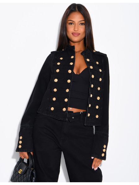 Jeansjacke mit Offiziersknöpfen