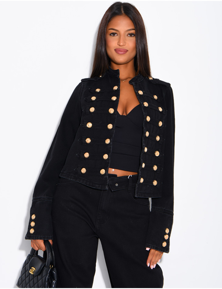 Jeansjacke mit Offiziersknöpfen