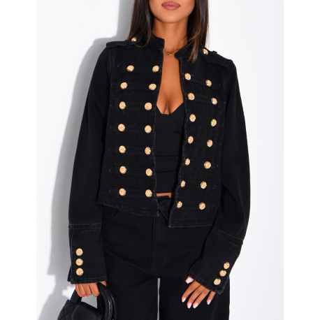 Jeansjacke mit Offiziersknöpfen
