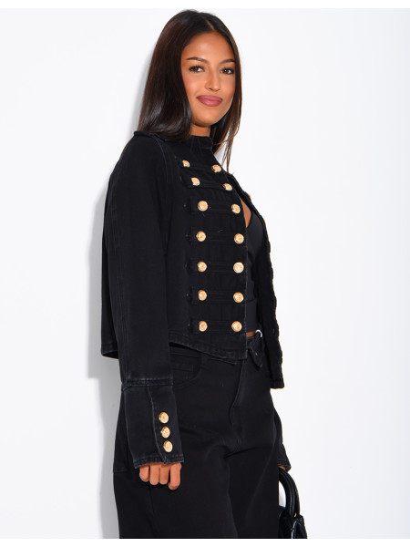 Jeansjacke mit Offiziersknöpfen