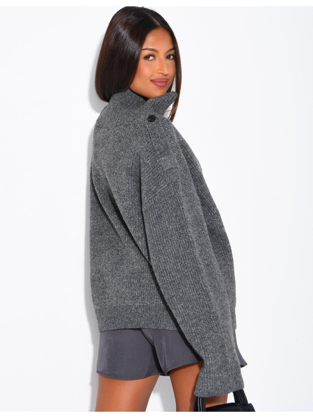 Gilet en maille boutonné à col montant