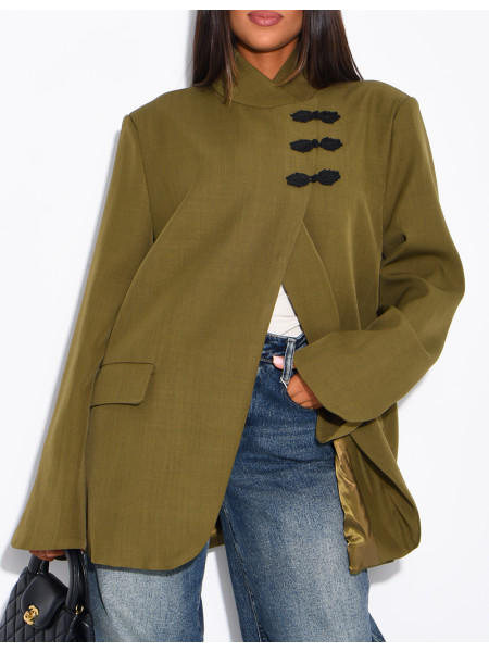 Blazer with Asian-style fasteners
